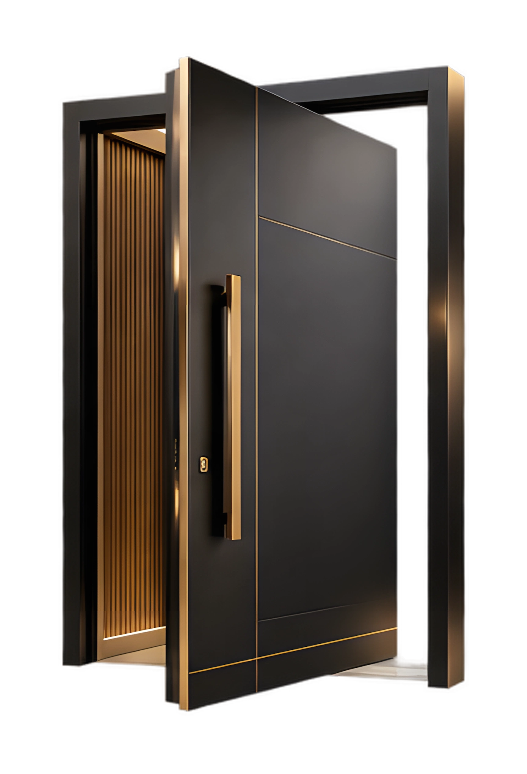 Porte d'entrée contemporaine en aluminium noir